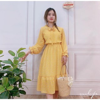 Đầm cổ nơ đuôi cá