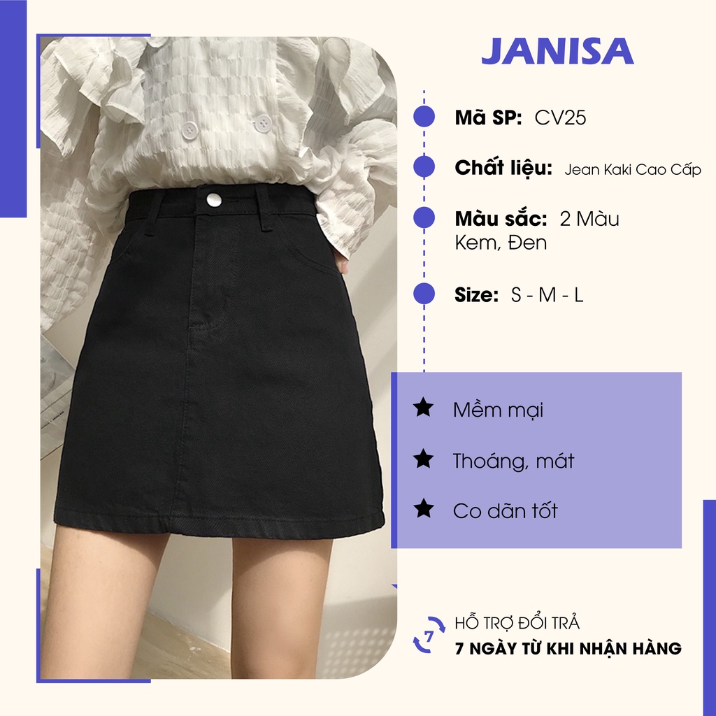 Chân váy Jean ngắn chữ A Ulzzang lưng cao trắng đen JANISA CV25 | BigBuy360 - bigbuy360.vn