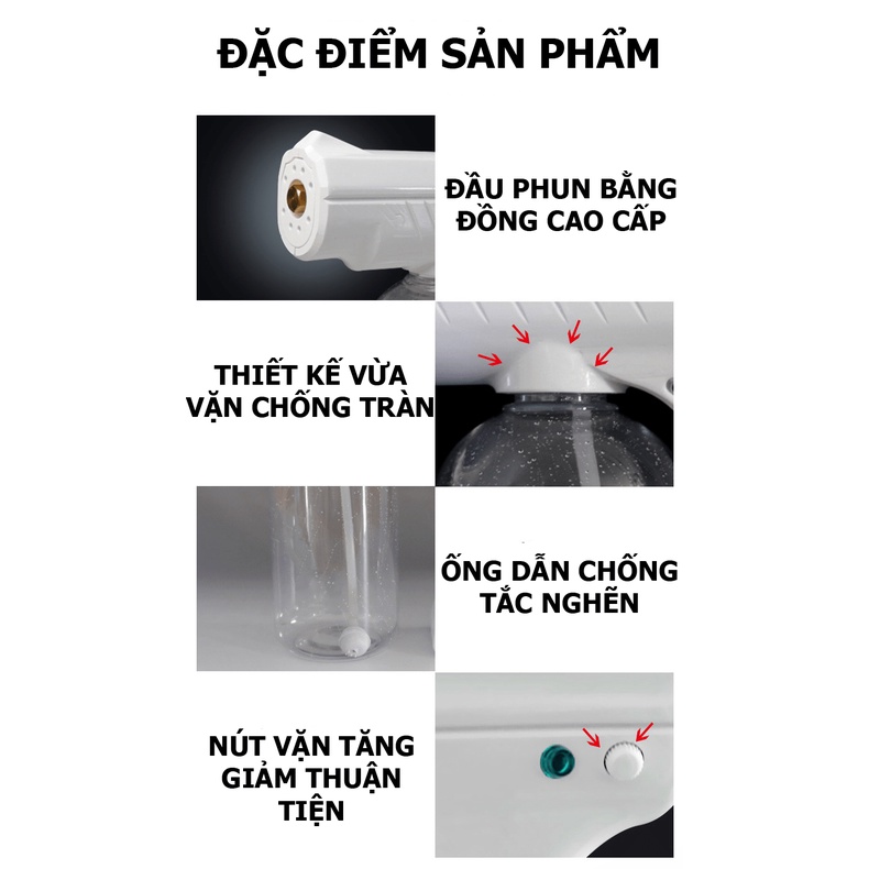 Máy phun sương khử trùng khử khuẩn cầm tay tiện lợi kèm tia cực tím MPS00003