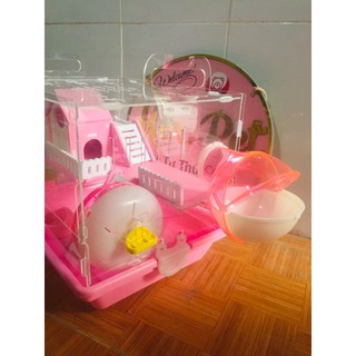 lồng mica nhà tầng size trung cho hamster và cá dòng thú cưng nhỏ