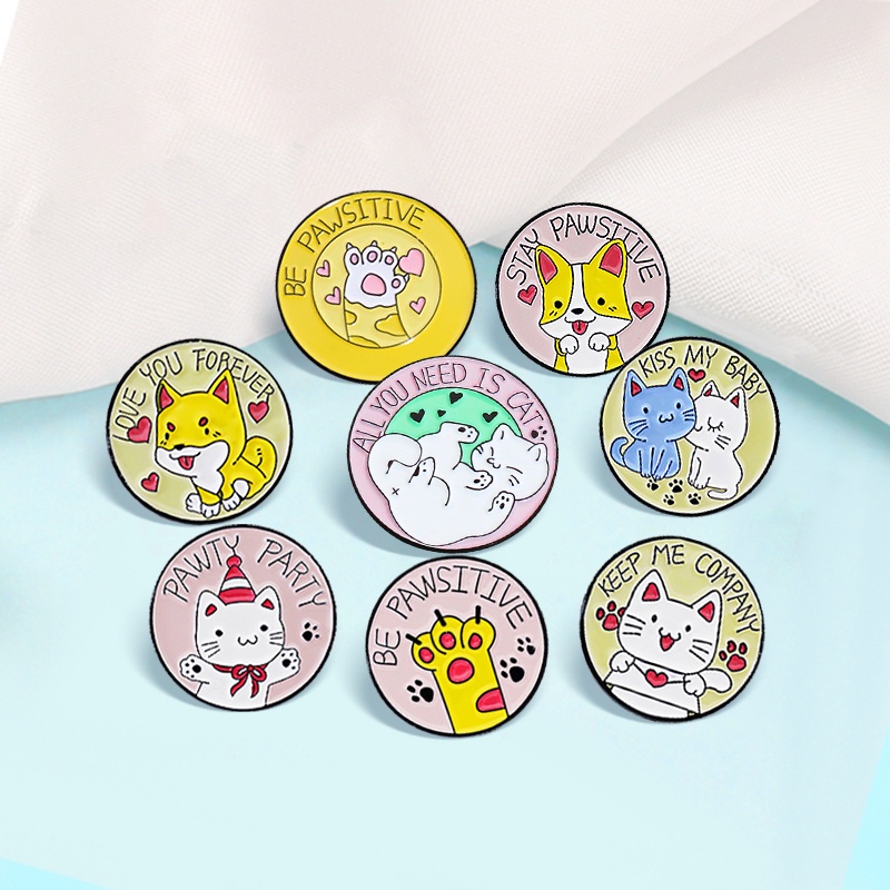 Huy hiệu cài áo MISS ZOE thiết kế họa tiết mèo/ cún/ chân mèo hoạt hình vui nhộn đáng yêu