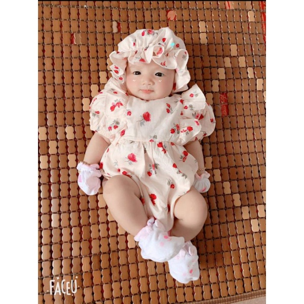 𝗧𝗮̣̆𝗻𝗴 𝗺𝘂̃ Body cho bé gái size 4-12kg  Vải thô hoa mềm mát