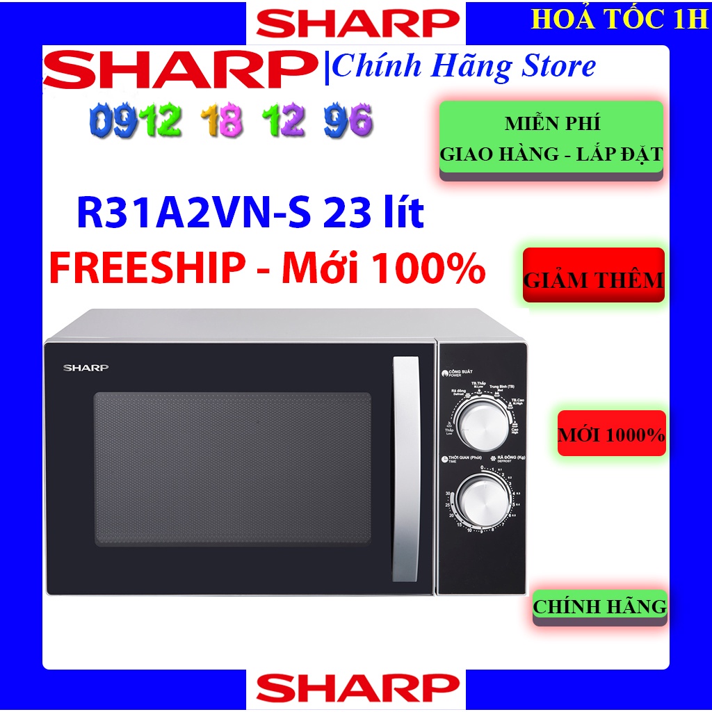 [Mã ELHAMS5 giảm 6% đơn 300K] FREESHIP _ Lò vi sóng Sharp R-31A2VN-S 23 lít (Đen)