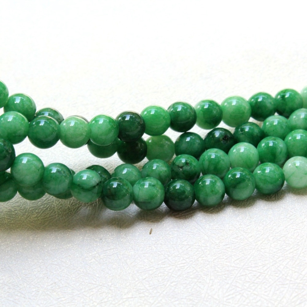 Chuỗi Hạt Đá Tròn Màu Xanh Lá Tự Nhiên Dùng Để Làm Trang Sức diy 15