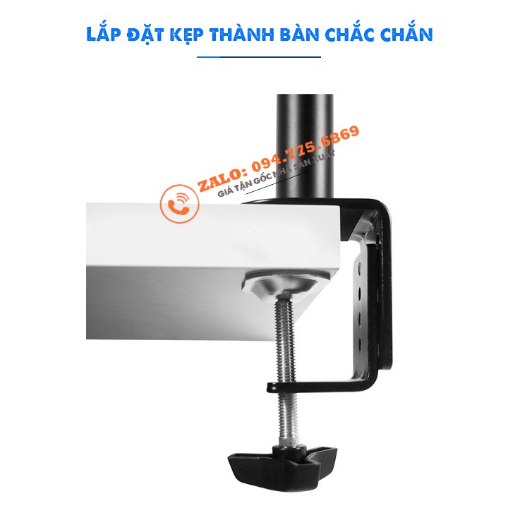 Giá Treo Hai Màn Hình Máy Tính Kẹp Bàn - Tay Treo 2 Màn Hình M052 17 - 27 Inch - Xoay 360 Độ