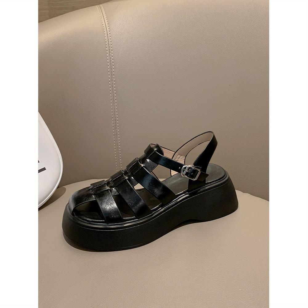 Giày Sandal Da Đế Dày Tăng Chiều Cao Phong Cách Mới