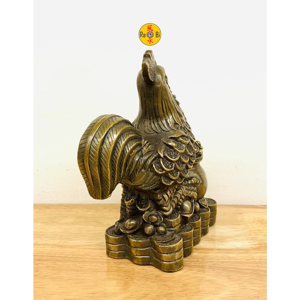 Gà mình Vàng Tụ Bảo - Dậu Đắc Lộc - Tượng Đồng Phong Thủy 12 Con Giáp