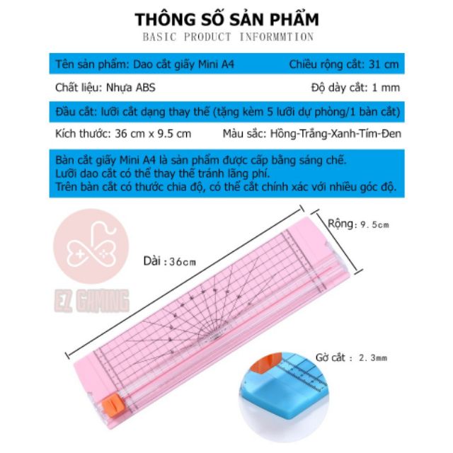 BÀN CẮT GIẤY A4 /A3 kèm 5 lưỡi dao