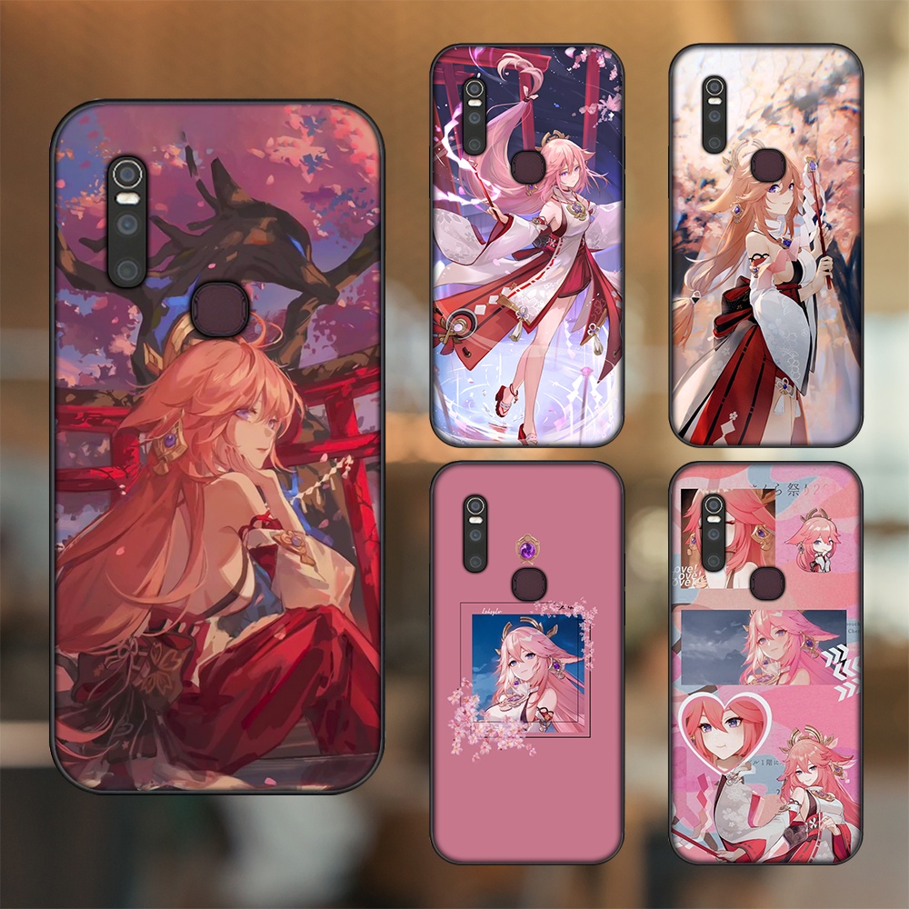 Ốp lưng Vivo V15 viền đen in hình Yae Miko Genshin Impact
