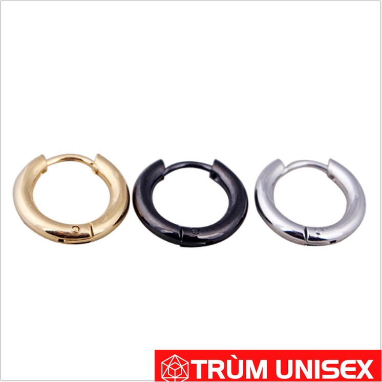 [Hàng Có Sẵn] Khuyên Tai Inox Tròn Unisex dạng trung 1 Đôi Không Gỉ