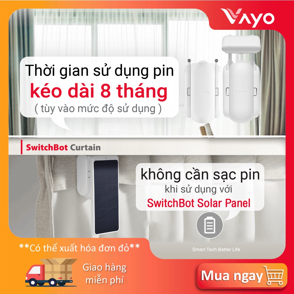 Thiết bị rèm cửa thông minh SwitchBot Curtain Robot điện thông minh - Điều khiển qua app, điều khiển bằng giọng nói