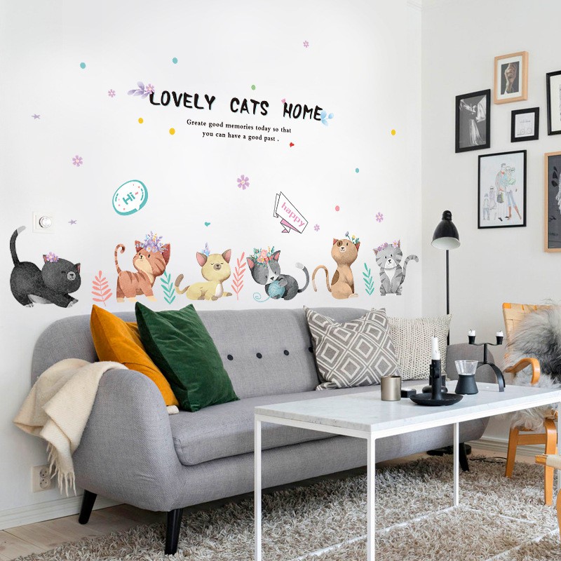  Decal dán tường những chú mèo lovely - Tranh dán tường