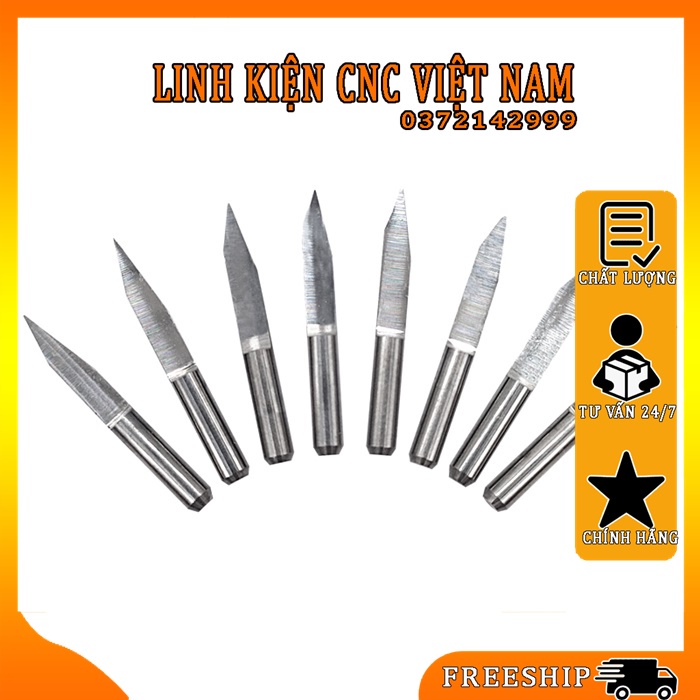 Mũi khắc 3d 6*60 ( 1 vỉ 10 mũi ) điêu khắc gỗ đục tinh 1 me