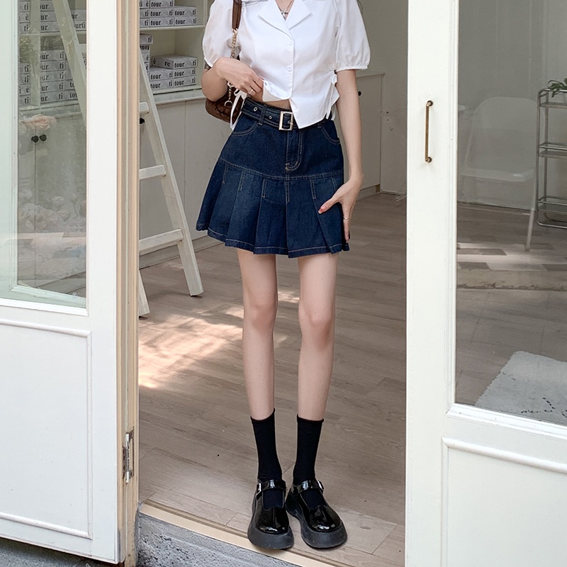 Chân Váy Denim Lưng Cao Thiết Kế Hợp Thời Trang Cho Phái Nữ