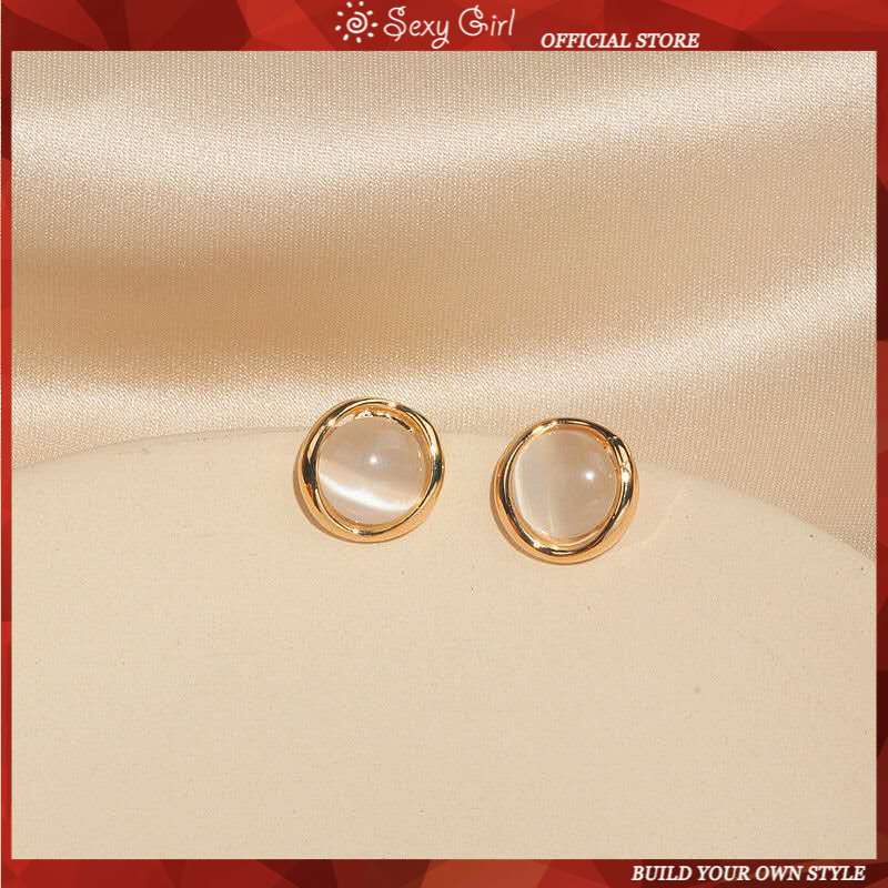 Bông Tai Mạ Bạc 925 Đính Đá Opal Đơn Giản Dễ Phối Đồ Thời Trang Cho Nữ