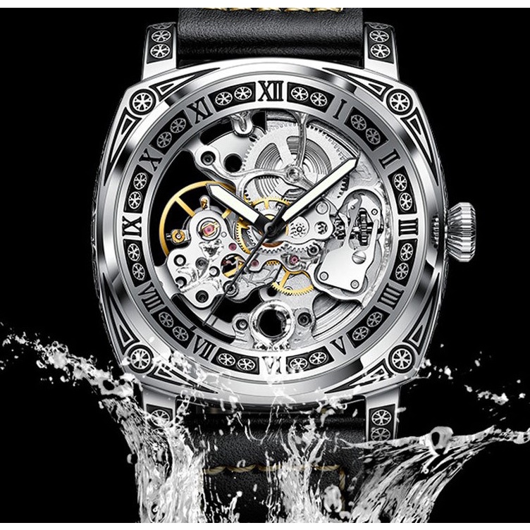 Đồng hồ cơ nam chính hãng tự động automatic cao cấp lộ máy sang trọng dây da KIMSDUN K-2192A | BigBuy360 - bigbuy360.vn