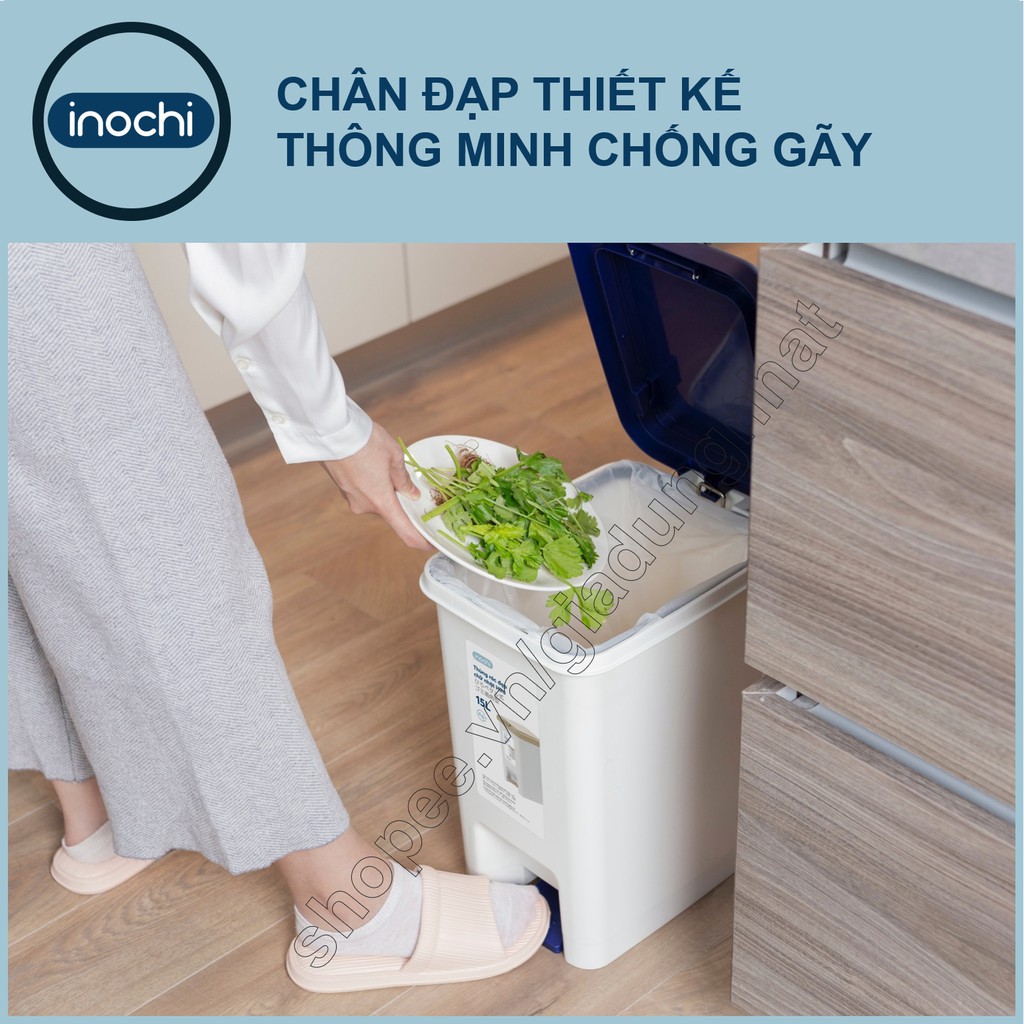 Thùng Rác Nhựa Đạp Chân Nắp Đậy Chữ Nhật Inochi 30 Lít Làm Sọt Rác Văn Phòng,Đựng Rác Gia Đình, Trong Nhà, Ngoài Trời