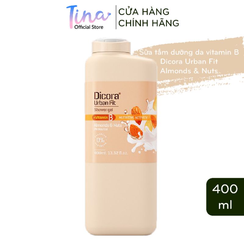 Sữa Tắm Dưỡng Da Dicora Urban Fit Almonds &amp; Nuts Vitamin B 400ml - BioTopcare Official - TN084