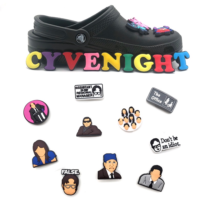 Dòng TV Mỹ cổ điển MỚI Dòng Graffiti Văn phòng Dòng Graffiti Dòng PVC Jibbitz Tự làm giày trang trí cho Crocs Guốc Phụ kiện dép Bán buôn