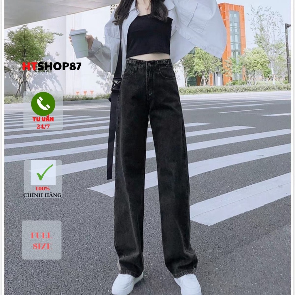 Quần bò jean nữ Unisex ống rộng phong cách Hàn Quốc mới nhất 2022 HTJean
