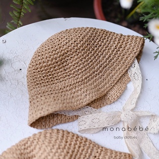 Mũ cói ajuma xinh xắn mát mẻ cho bé