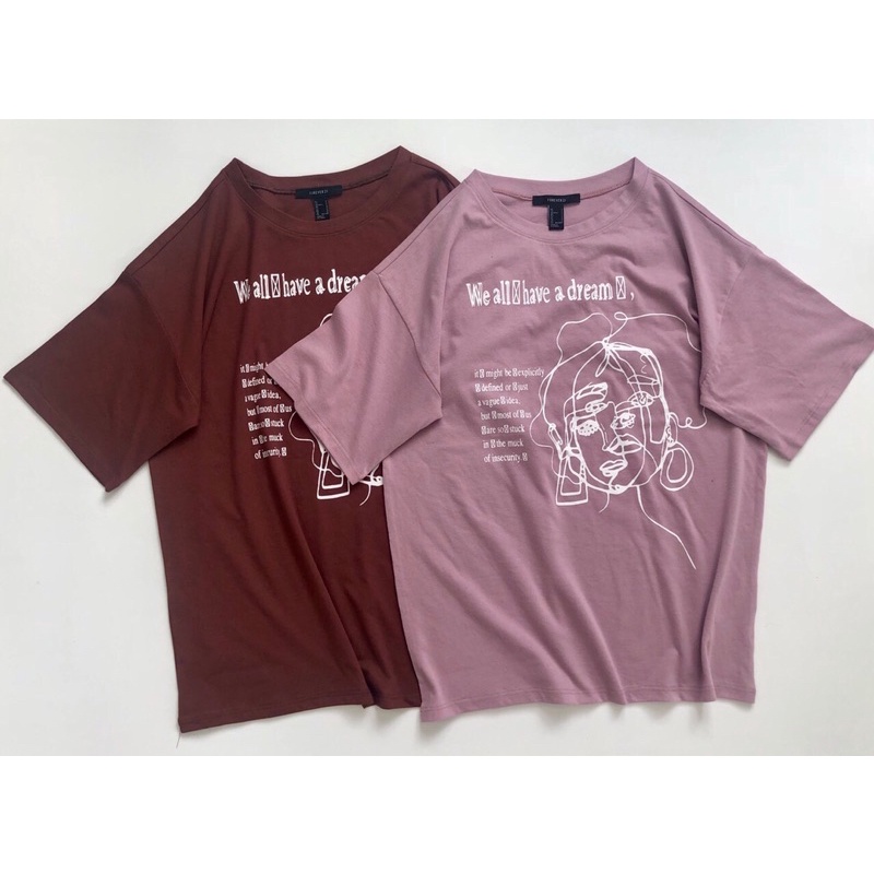 Áo cánh dơi form rộng cotton in mặt cô gái, 2 màu