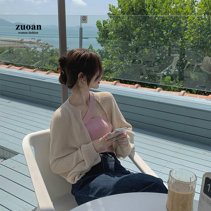 SUXI Áo Khoác Cardigan Dệt Kim Tay Dài Dáng Rộng Phong Cách Hàn Quốc Dành Cho Nữ