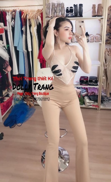 Quần loe nude lưng cao