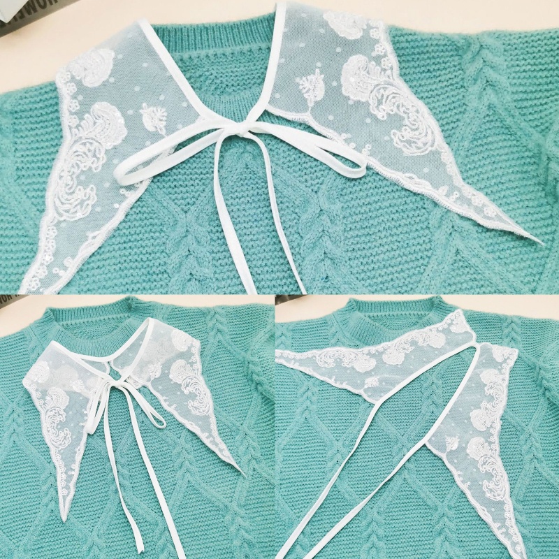 Cổ Áo Sơ Mi Giả Thêu Hoa Xinh Xắn Thời Trang Cho Nữ