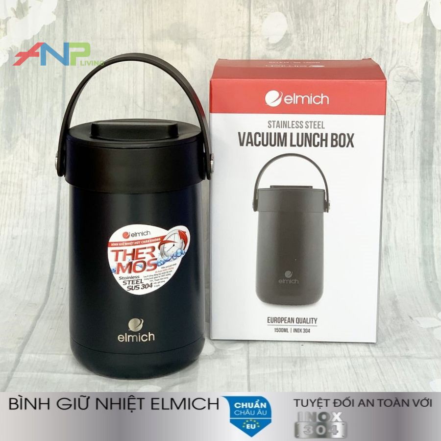 Hộp Đựng Cơm Giữ Nhiệt 3 Ngăn Inox 304 nóng 12h lạnh 24h ELMICH EL-3129 1500ml