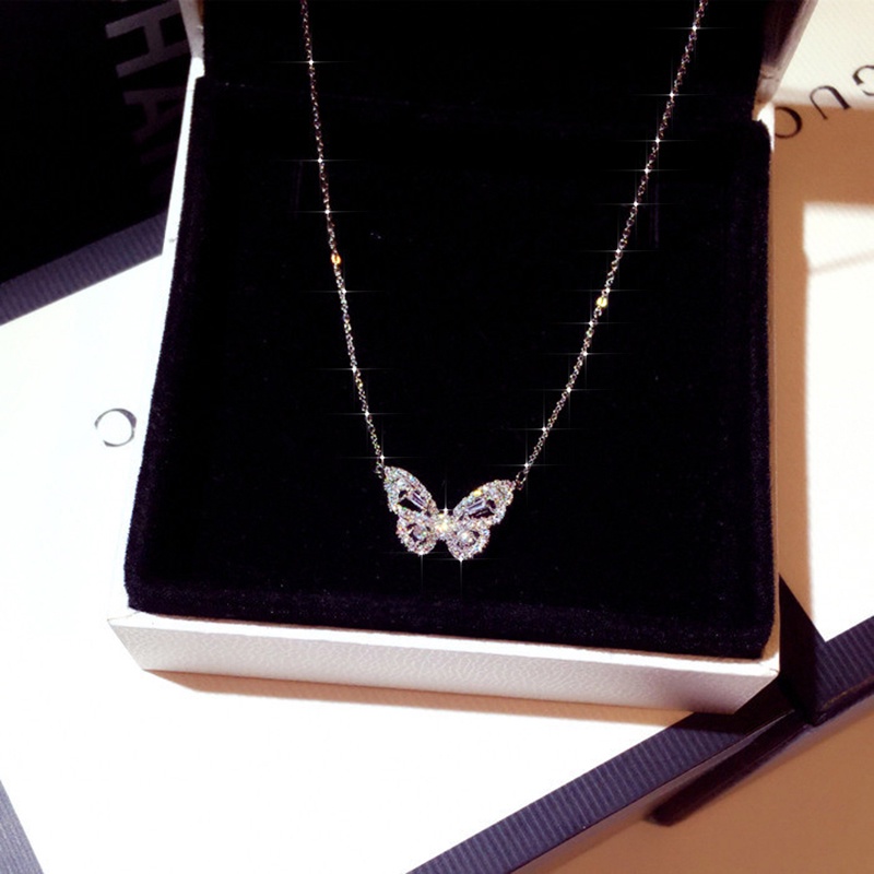 Vòng cổ Mặt Hình Bướm Đính Đá Zircon Thời Trang Cho Nữ