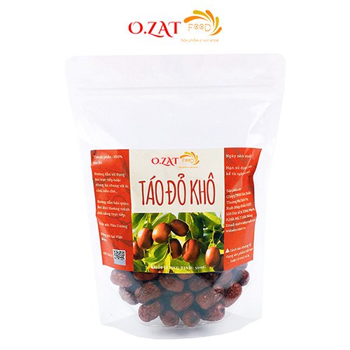 Táo đỏ khô loại 1 O.ZAT  500g - tăng cường sức đề kháng dưỡng tâm an thần giúp ngủ ngon giảm dị ứng