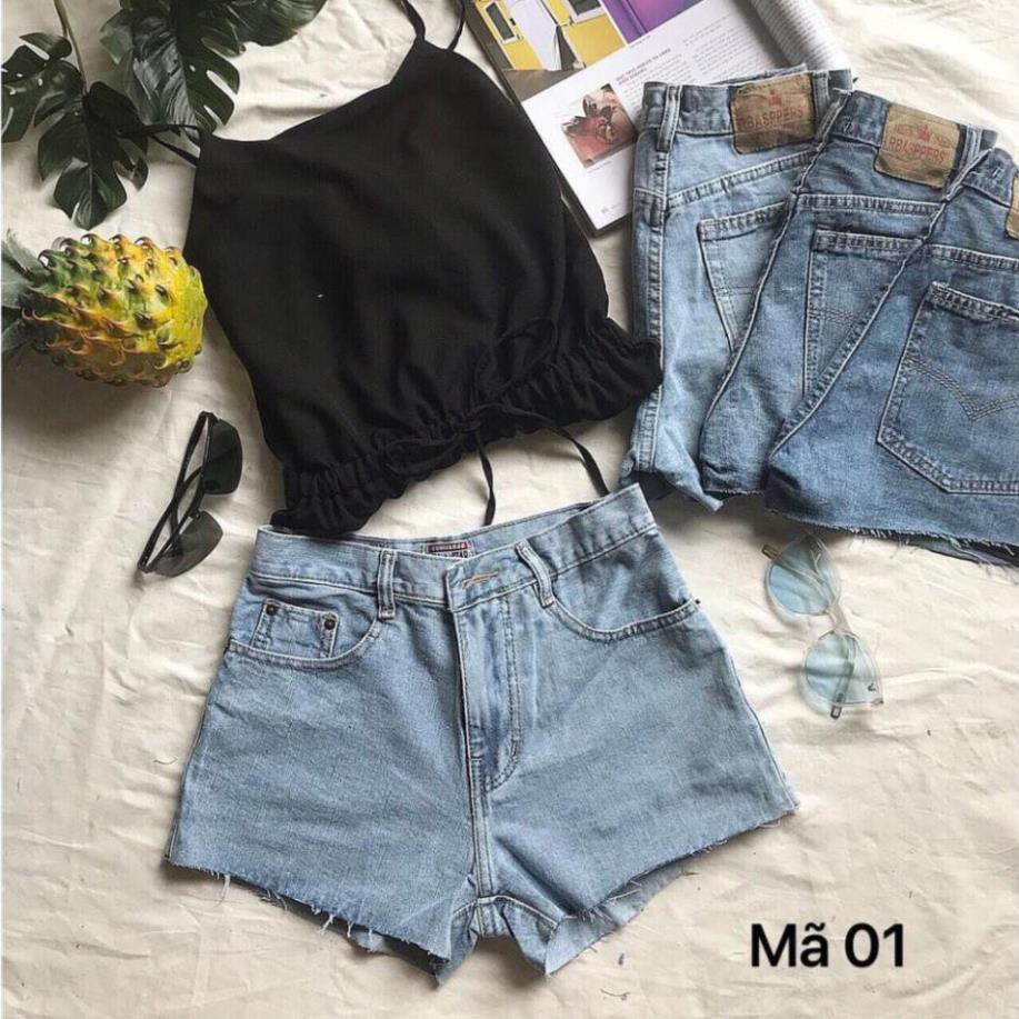 [HÌNH THẬT] QUẦN SHORT TRƠN JEAN NỮ VINTAGE LƯNG CAO – QUẦN BÒ NGẮN BASIC 35  ྇  ྇ ❣