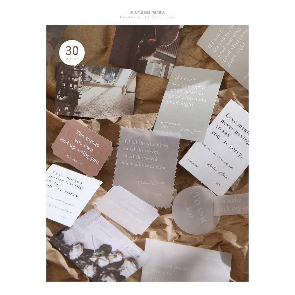 Set 30 nhãn dán sticker LOMO bìa cứng phong cách chữ Instagram trang trí nhật ký sách ảnh ST06