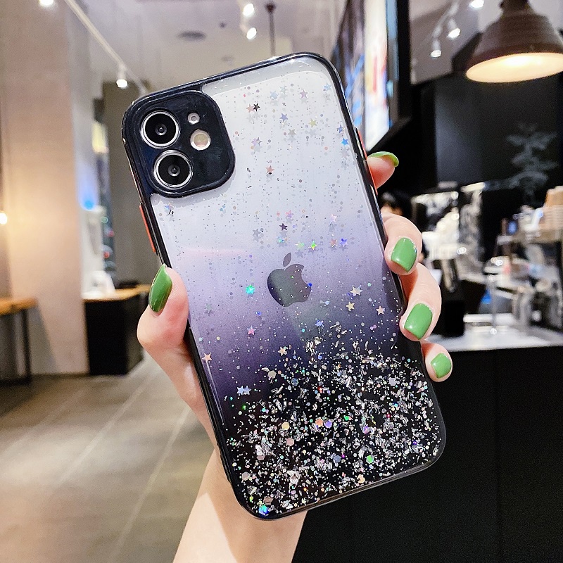 Ốp Điện Thoại Silicon TPU Mềm Chống Sốc Cho iPhone X XR XS Max 6 s 6s 7 8 Plus SE 2020 7plus 8plus 6 7 8 X Màu Xanh Dương Tím Trong Suốt