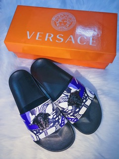 (SIÊU ĐỘC) Dép VERSACE hoa văn Logo Nổi. Full box.