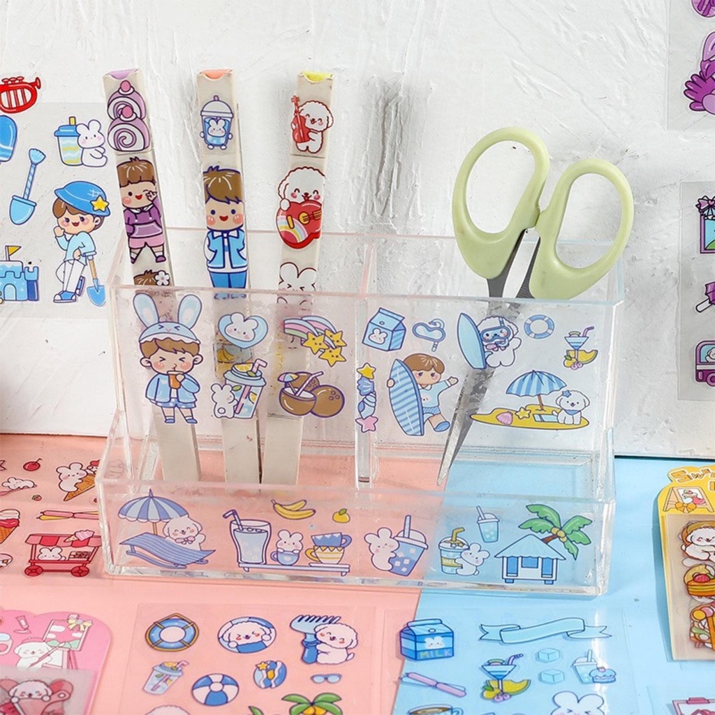Set 10 hình dán cute sticker dễ thương, sticker hoạt hình đa dạng màu sắc