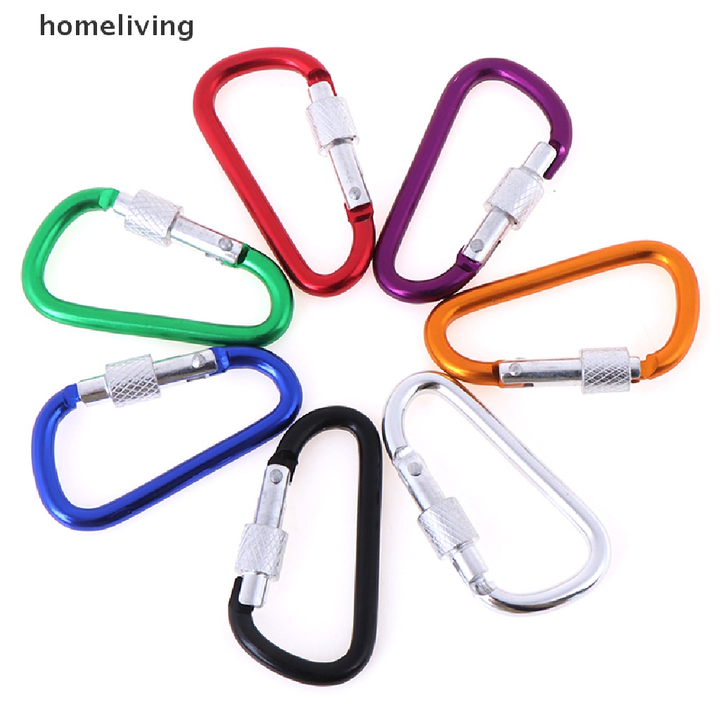 homeliving 2pcs Random Aluminum Carabiner D-Ring Key Chain Clip Outdoor Hook Buckle .