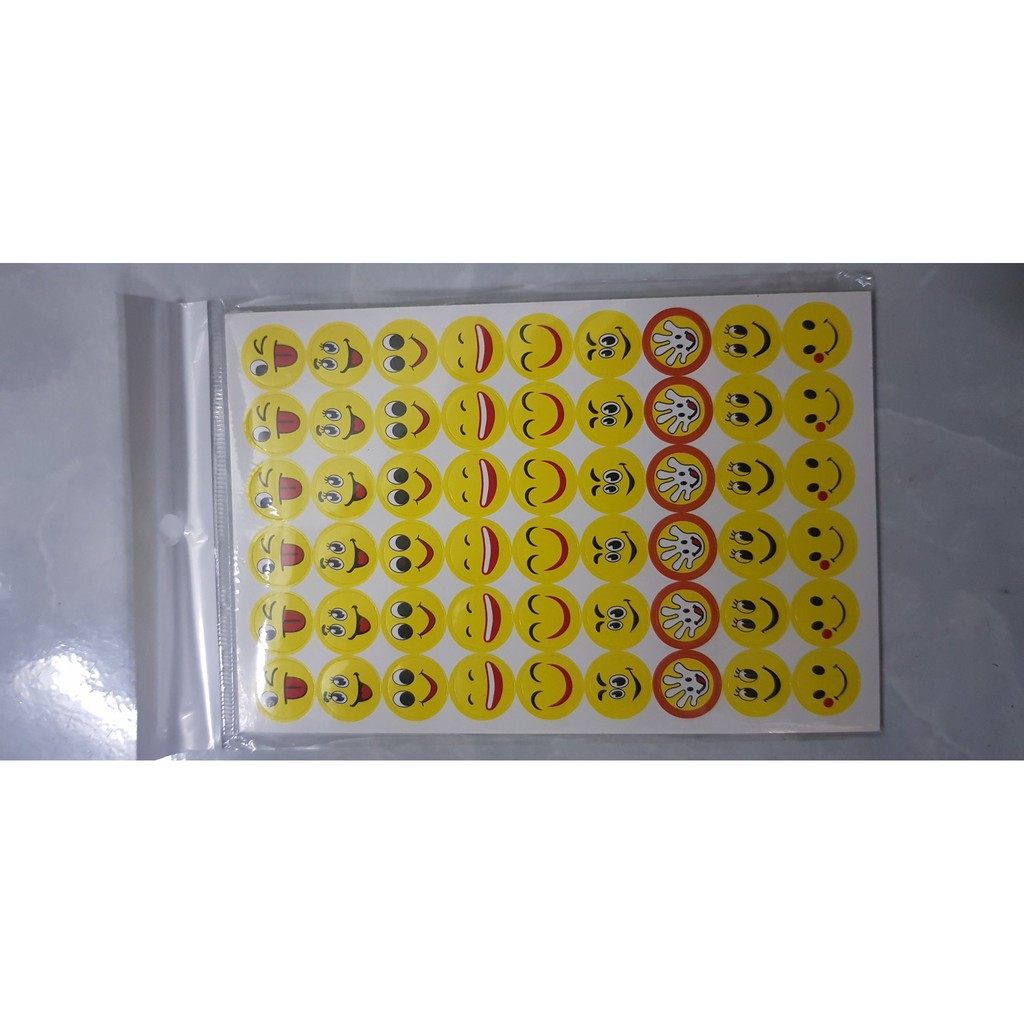 Set 10 tờ sticker táo, mặt cười, sao