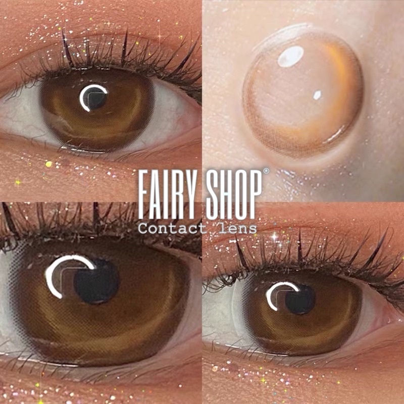 Kính Áp tròng Cherry Moon Brown 14.0mm  - Lens Phủ Bóng Glowy FAIRY SHOP CONTACT LENS - Lens Trăng Khuyết