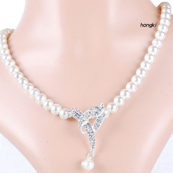 (Hàng Mới Về) Bộ vòng cổ + Bông Tai Đính Ngọc Trai Giả Thời Trang Cho Nữ