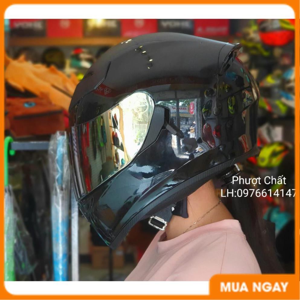 Giá Tận Kho - Nón bảo hiểm Fullface ROC R05 đen bóng lên kính titan vàng