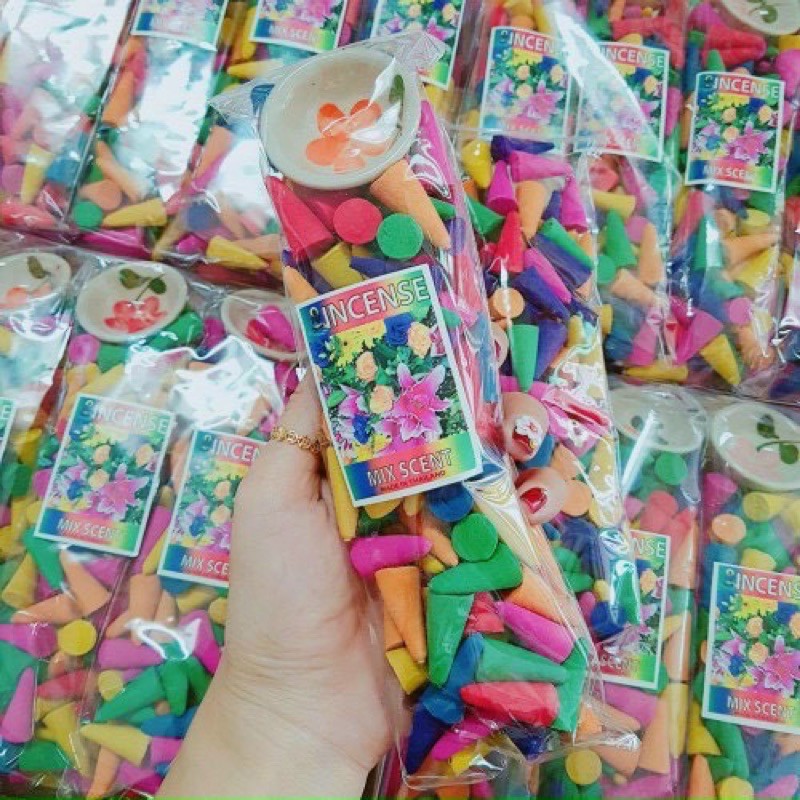 GÓI 100 VIÊN KÈM TẶNG CHÉN SỨ Trầm Hương Nụ MIX SCENT Nhiều Hương Hoa Thái Lan