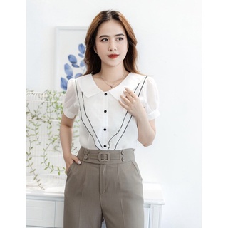 Áo sơ mi né viền đen