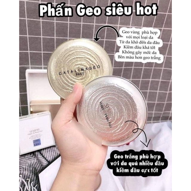 Phấn Phủ Siêu Mịn Hàn Quốc [Hàng Auth] - Geo Sempre Happy &amp; Please Pact