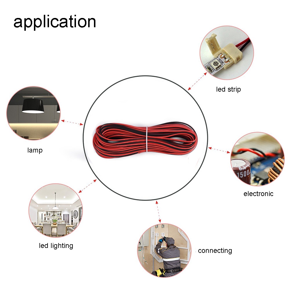 NORMAN Electronic cord Connector Wire Cord 5M 10M 20M For Single LED Strip Light 2 Pin Extension Cable 2 Pin PVC Copper 3528 5050 Red Black Colored Extension Cable