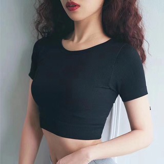 [LINSTORE] Áo Croptop Nữ Thun Gân Co Giãn