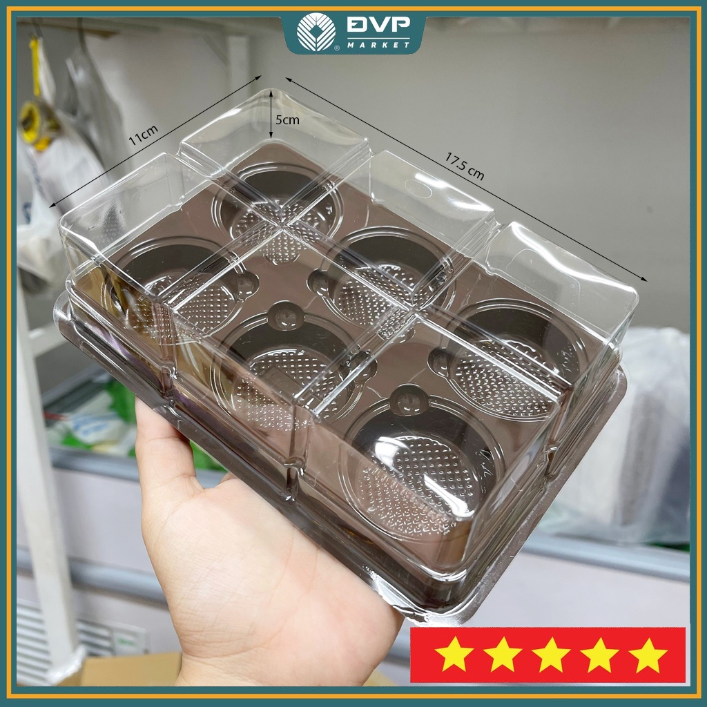 Hộp Nhựa Đựng Bánh Trung Thu Nắp Trong Suốt 6 Bánh FG332 (Xấp 10) - Đại Vạn Phát
