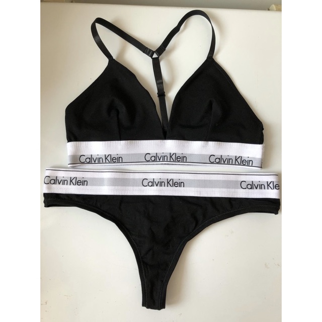 (NGỘ SẴN) Set đồ lót CK Calvin Klein có mút cài lưng đen trắng ghi xám