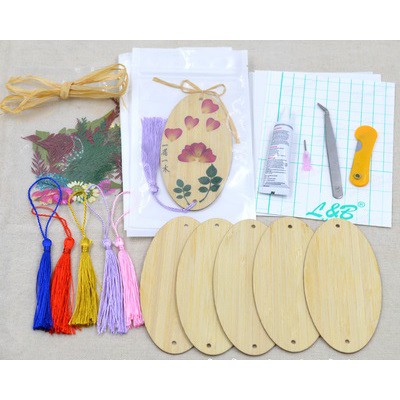 Set làm bookmark gỗ hoa khô